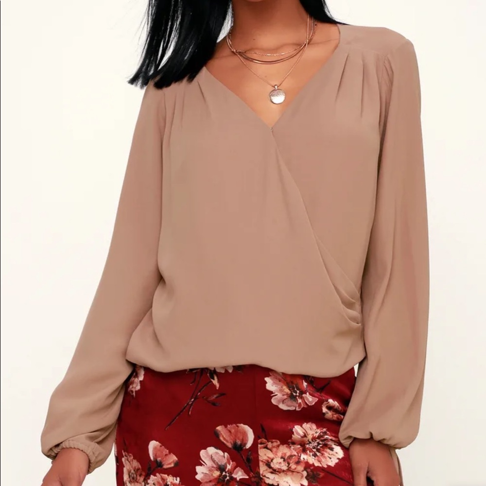 Lulus Mauve Dark blush long sleeve blouse